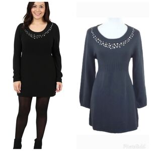 Style & Co. embellished black long tunic sweater Women's size medium